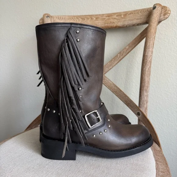 Frye Viv Fringe Engineer Boots - Picture 8 of 9